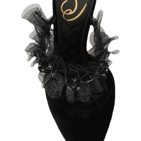 Sam Edelman Hughes Black Velvet High Heel Slides MSRP $160 11 M New - Picture 4 of 12